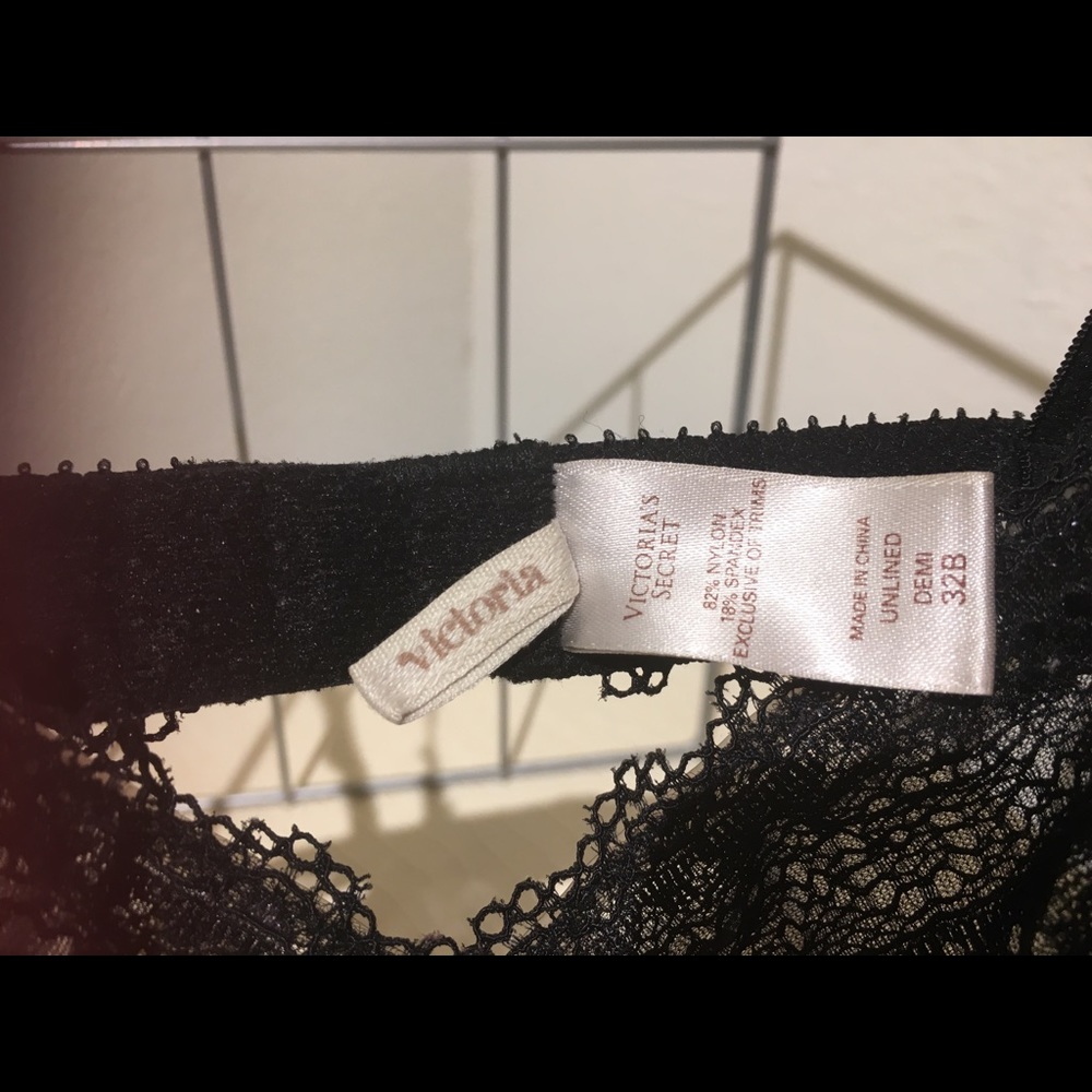 Victoria’s Secret black lace Demi bra